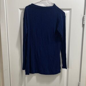 Michael stars ⭐️ Navy Blue Ribbed Long Sleeve Top one size